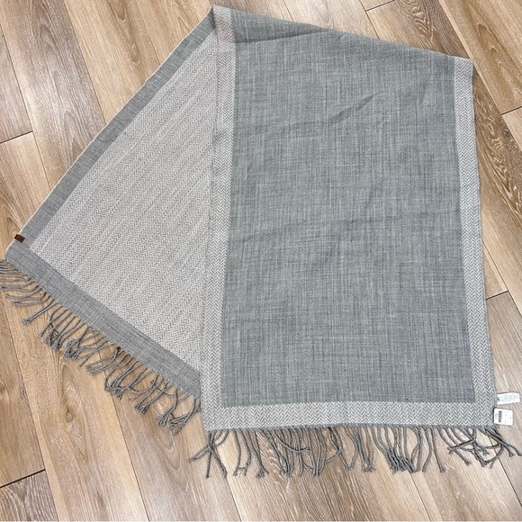 Roots Hariette Reversible Scarf Grey Mix NWT 200x74cm Fringe - Picture 2 of 5